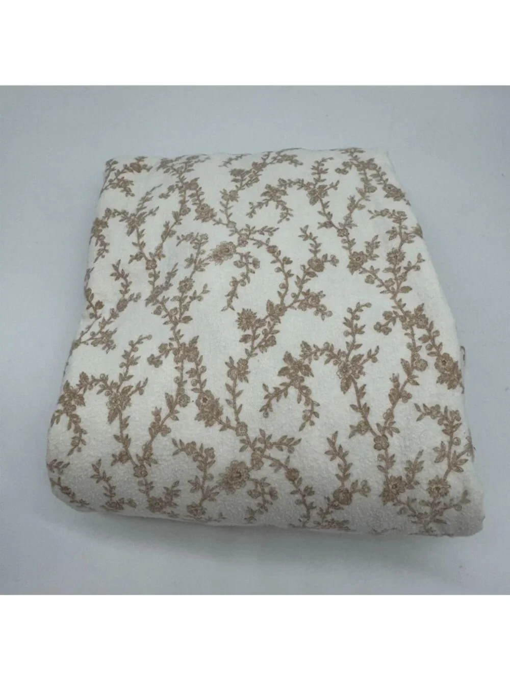 Laura Ashley Cream Floral All-Over Print Twin Fitted Sheet 100% Cotton Bedding